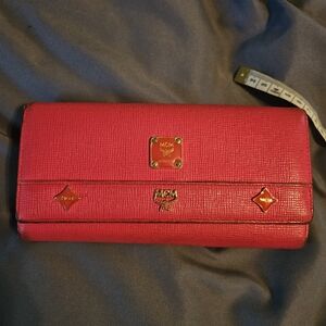 MCM Pink Leather Women's Wallet. Some Rubbing On Seams